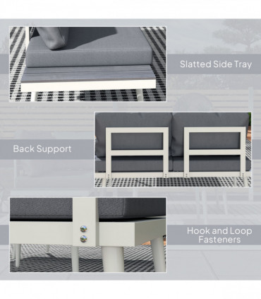 Outsunny 3 Piece Garden Furniture Set with 5-Level Adjustable Lounger, Grey