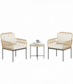 Outsunny 3 Piece Rattan Bistro Set, Balcony Table and Chairs with Cushions