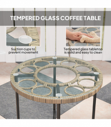 Outsunny 3 Piece Rattan Bistro Set, Balcony Table and Chairs with Cushions