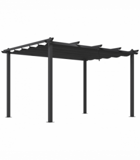 Outsunny 3 x 4m Aluminium Pergola with Retractable Roof, Garden Gazebo Canopy