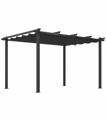 Outsunny 3 x 4m Aluminium Pergola with Retractable Roof, Garden Gazebo Canopy