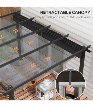 Outsunny 3 x 4m Aluminium Pergola with Retractable Roof, Garden Gazebo Canopy