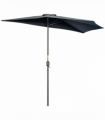 Outsunny 3(m) Half Round Parasol Garden Sun Umbrella Metal w/ Crank Black