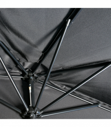 Outsunny 3(m) Half Round Parasol Garden Sun Umbrella Metal w/ Crank Black