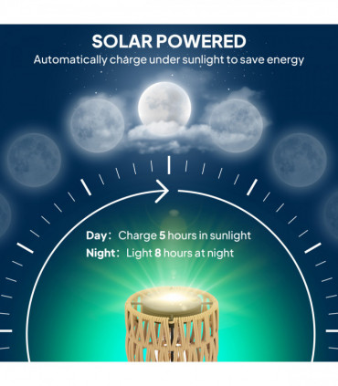 Outsunny 3-Light Solar Rattan Floor Lamp with Shelf, Auto On/Off, Yellow