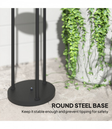 Outsunny 3-Light Solar Rattan Floor Lamp with Shelf, Auto On/Off, Yellow