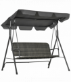 Outsunny 3-person Rattan Swing Chair, Hanging Bench w/ Stand, Adjustable Canopy