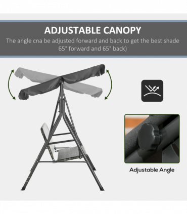 Outsunny 3-person Rattan Swing Chair, Hanging Bench w/ Stand, Adjustable Canopy