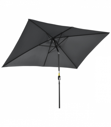 Outsunny 3x2m Patio Parasol Canopy Tilt Crank 6 Ribs Sun Shade Garden Black