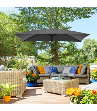 Outsunny 3x2m Patio Parasol Canopy Tilt Crank 6 Ribs Sun Shade Garden Black