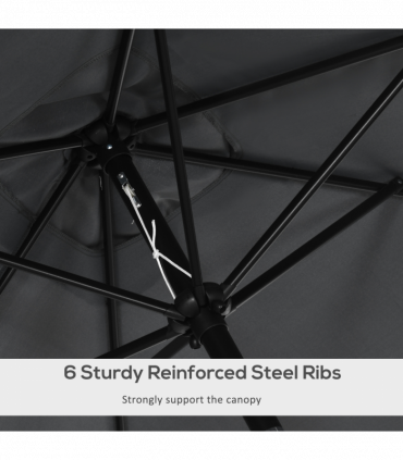 Outsunny 3x2m Patio Parasol Canopy Tilt Crank 6 Ribs Sun Shade Garden Black