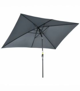 Outsunny 3x2m Patio Parasol Canopy Tilt Crank 6 Ribs Sun Shade Garden Dark Grey