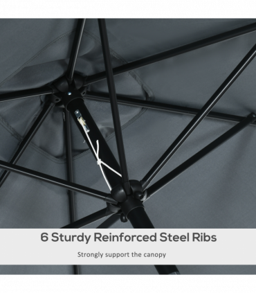 Outsunny 3x2m Patio Parasol Canopy Tilt Crank 6 Ribs Sun Shade Garden Dark Grey