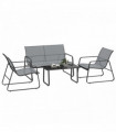 Outsunny 4 Piece Garden Furniture Set Patio Sofa Set w/ Chairs, Glass Top Table