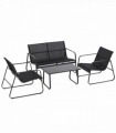 Outsunny 4 Piece Garden Furniture Set Patio Sofa Set w/ Chairs, Glass Top Table