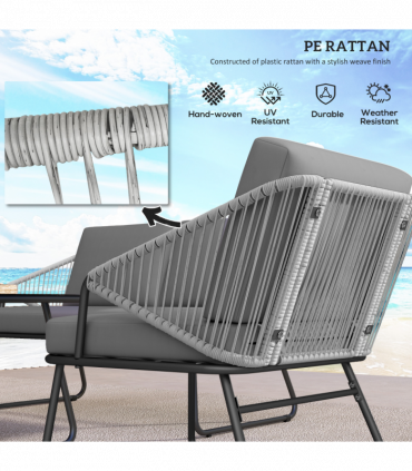 Outsunny 4 Piece Rattan Garden Furniture Set with Cushions, Grey