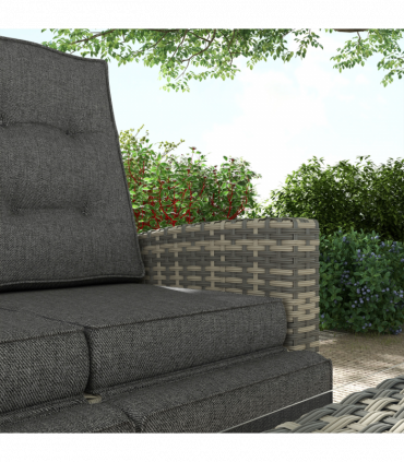 Outsunny 4 Piece Rattan Garden Furniture Set with Sofa, Glass Table, Light Grey