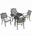 Outsunny 4 Seater Outdoor Dining Set with Cushions Parasol Hole Cast Aluminium