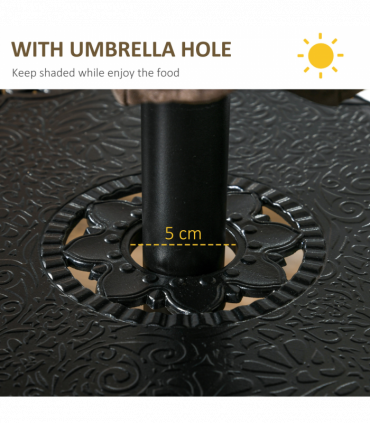 Outsunny 4 Seater Outdoor Dining Set with Cushions Parasol Hole Cast Aluminium