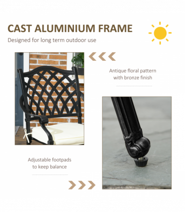 Outsunny 4 Seater Outdoor Dining Set with Cushions Parasol Hole Cast Aluminium