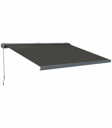 Outsunny 4x3(m) Full Cassette Electric Awning, Aluminium Frame, Dark Grey
