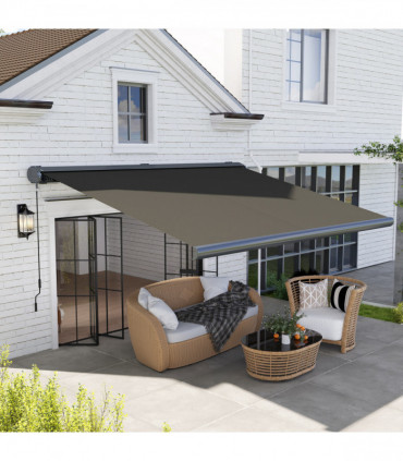 Outsunny 4x3(m) Full Cassette Electric Awning, Aluminium Frame, Dark Grey