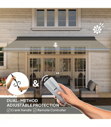 Outsunny 4x3(m) Full Cassette Electric Awning, Aluminium Frame, Dark Grey