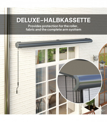 Outsunny 4x3(m) Full Cassette Electric Awning, Aluminium Frame, Dark Grey