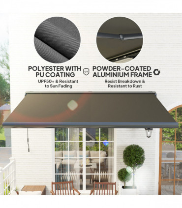 Outsunny 4x3(m) Full Cassette Electric Awning, Aluminium Frame, Dark Grey