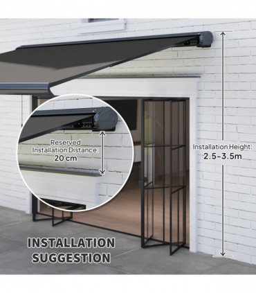 Outsunny 4x3(m) Full Cassette Electric Awning, Aluminium Frame, Dark Grey