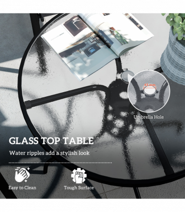 Outsunny 5 PCs Garden Furniture Set, Round Table and Stackable Chairs, Grey