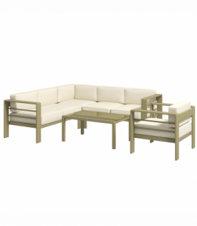 Outsunny 5 PCs Garden Sofa Set w/ Cushions, Aluminium Furniture Sets, Gold