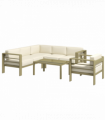 Outsunny 5 PCs Garden Sofa Set w/ Cushions, Aluminium Furniture Sets, Gold