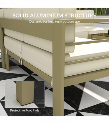 Outsunny 5 PCs Garden Sofa Set w/ Cushions, Aluminium Furniture Sets, Gold