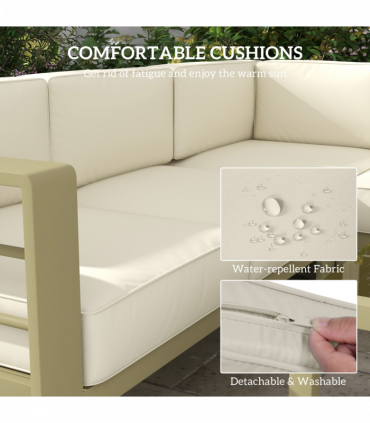 Outsunny 5 PCs Garden Sofa Set w/ Cushions, Aluminium Furniture Sets, Gold