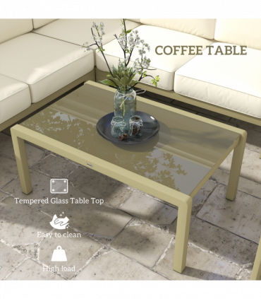 Outsunny 5 PCs Garden Sofa Set w/ Cushions, Aluminium Furniture Sets, Gold