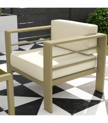 Outsunny 5 PCs Garden Sofa Set w/ Cushions, Aluminium Furniture Sets, Gold