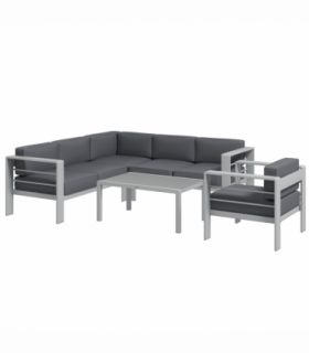 Outsunny 5 PCs Garden Sofa Set w/ Cushions, Aluminium Furniture Sets, Grey