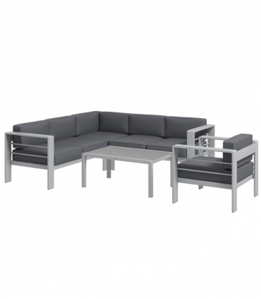 Outsunny 5 PCs Garden Sofa Set w/ Cushions, Aluminium Furniture Sets, Grey