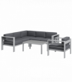 Outsunny 5 PCs Garden Sofa Set w/ Cushions, Aluminium Furniture Sets, Grey