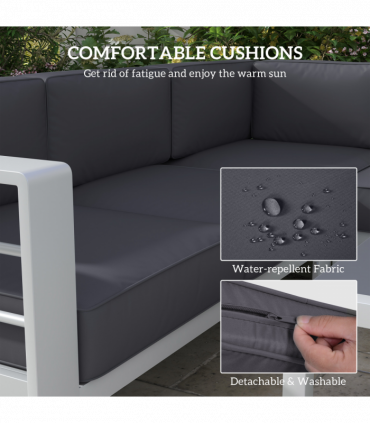 Outsunny 5 PCs Garden Sofa Set w/ Cushions, Aluminium Furniture Sets, Grey
