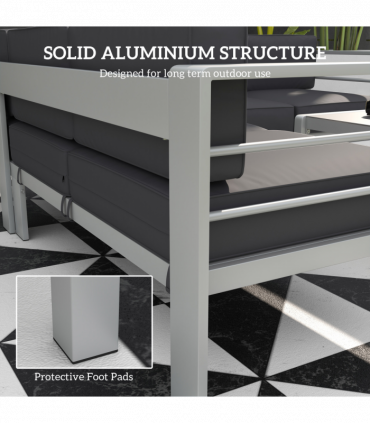 Outsunny 5 PCs Garden Sofa Set w/ Cushions, Aluminium Furniture Sets, Grey