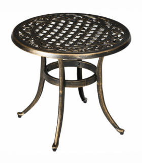 Outsunny 60cm Round Hollow Top Design Side Table with Cast Aluminum Frame