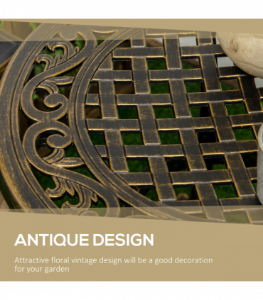 Outsunny 60cm Round Hollow Top Design Side Table with Cast Aluminum Frame