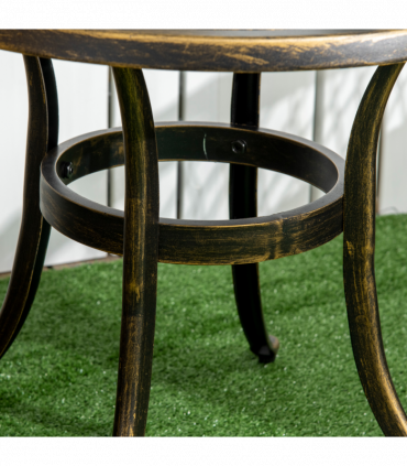 Outsunny 60cm Round Hollow Top Design Side Table with Cast Aluminum Frame