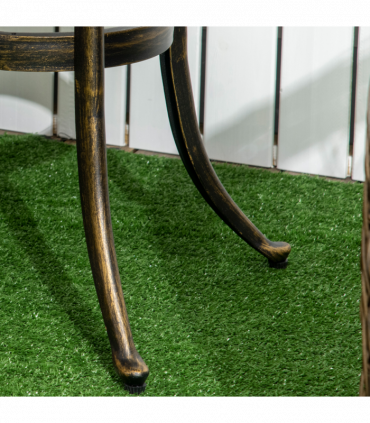 Outsunny 60cm Round Hollow Top Design Side Table with Cast Aluminum Frame