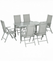Outsunny 7 Piece Garden Dining Set, Outdoor Table and 6 Chair, Aluminium, Grey