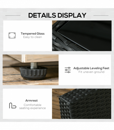 Outsunny 8 Pieces Patio Rattan Sofa Set Garden Furniture Set for Outdoor Black