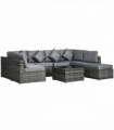 Outsunny 8 Pieces Patio Rattan Sofa Set Garden Furniture Set for Outdoor Grey