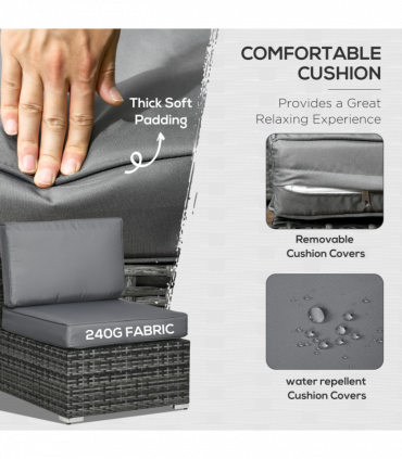 Outsunny 8 Pieces Patio Rattan Sofa Set Garden Furniture Set for Outdoor Grey